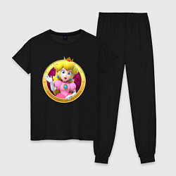 Пижама хлопковая женская Принцесса Персик Super Mario Video game, цвет: черный