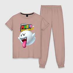 Пижама хлопковая женская Boo Super Mario 3D World Nintendo, цвет: пыльно-розовый