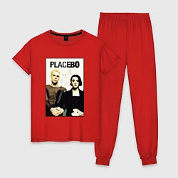 Пижама хлопковая женская Placebo рок-группа, цвет: красный