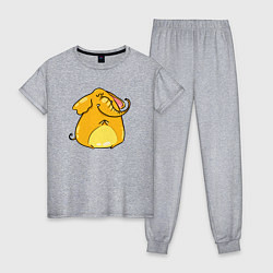 Пижама хлопковая женская Желтый слон, цвет: меланж