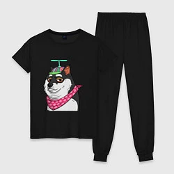 Пижама хлопковая женская NFT DOGE, цвет: черный