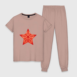 Пижама хлопковая женская Звезда векторная, цвет: пыльно-розовый
