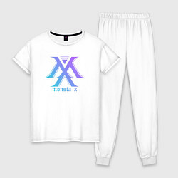 Пижама хлопковая женская Monsta x neon, цвет: белый