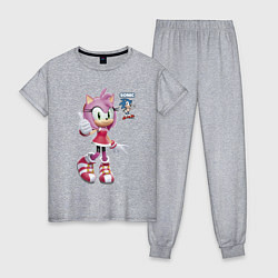 Пижама хлопковая женская Sonic Amy Rose Video game, цвет: меланж