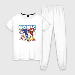 Пижама хлопковая женская Sonic Heroes Video game, цвет: белый