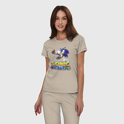 Пижама хлопковая женская Sonic Colours Hedgehog Video game, цвет: миндальный — фото 2