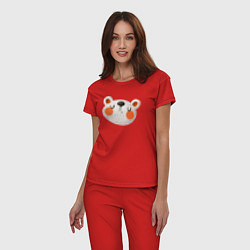 Пижама хлопковая женская Мордочка мишки, цвет: красный — фото 2