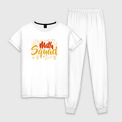 Пижама хлопковая женская Math Squad, цвет: белый