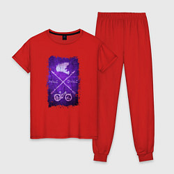 Пижама хлопковая женская Вдох и выдох, цвет: красный