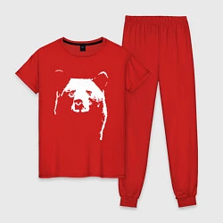 Пижама хлопковая женская Медвежий лик, цвет: красный