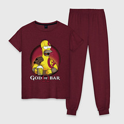 Пижама хлопковая женская Homer god of bar, цвет: меланж-бордовый