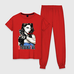 Пижама хлопковая женская Jill RE3, цвет: красный