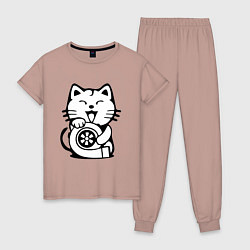 Пижама хлопковая женская JDM Cat & Engine Japan, цвет: пыльно-розовый