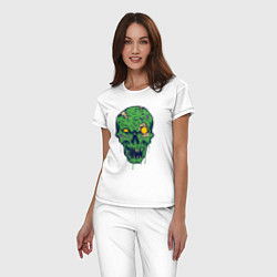 Пижама хлопковая женская Зелёный зомби, цвет: белый — фото 2