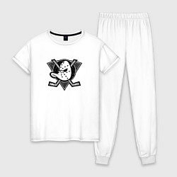 Пижама хлопковая женская Anaheim Ducks Анахайм Дакс Серый, цвет: белый