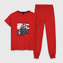 Пижама хлопковая женская Японский мотоциклист Old Akira Japanese Biker, цвет: красный
