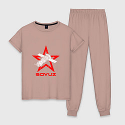Пижама хлопковая женская Soyuz - Space, цвет: пыльно-розовый