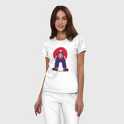 Пижама хлопковая женская Парень в футболке с биткоином, цвет: белый — фото 2