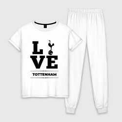 Пижама хлопковая женская Tottenham Love Классика, цвет: белый