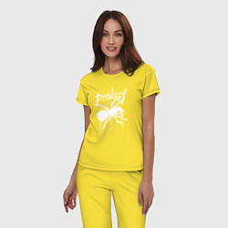 Пижама хлопковая женская Draw white logo - Ant, цвет: желтый — фото 2