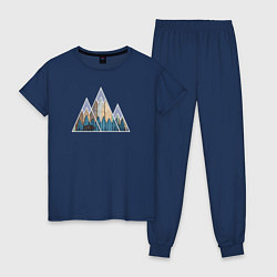 Пижама хлопковая женская Деревянные горы, цвет: тёмно-синий