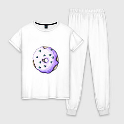 Пижама хлопковая женская Сиреневый пончик, цвет: белый