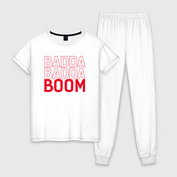 Пижама хлопковая женская Badda Badda Boom, цвет: белый