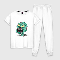 Пижама хлопковая женская Scary Zombie, цвет: белый