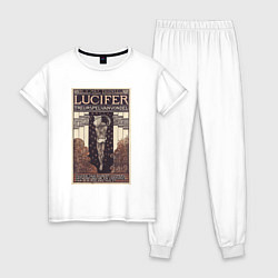 Пижама хлопковая женская Lucifer Mourning Game Винтажная афиша, цвет: белый