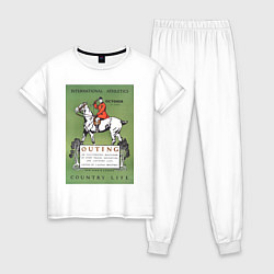 Пижама хлопковая женская Outing Винтажная обложка журнала, цвет: белый