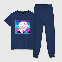 Пижама хлопковая женская Sad Boy Anime Style, цвет: тёмно-синий