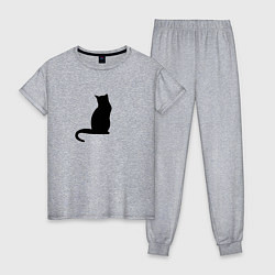 Пижама хлопковая женская Black kitten, цвет: меланж