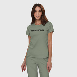 Пижама хлопковая женская Shinedown лого, цвет: авокадо — фото 2