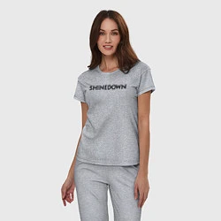 Пижама хлопковая женская Shinedown лого, цвет: меланж — фото 2