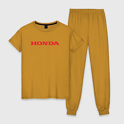 Пижама хлопковая женская HONDA ХОНДА LOGO спина, цвет: горчичный