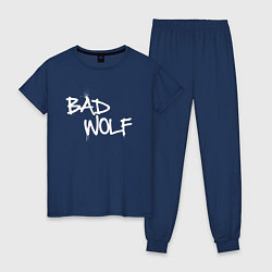Пижама хлопковая женская Bad Wolf злой волк, цвет: тёмно-синий