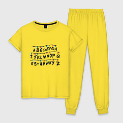 Пижама хлопковая женская STRANGER THINGS ALPHABET, цвет: желтый