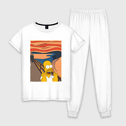 Пижама хлопковая женская Гомер Симпсон Крик, цвет: белый
