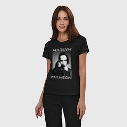 Пижама хлопковая женская Marilyn Manson фото, цвет: черный — фото 2