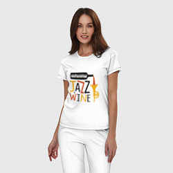 Пижама хлопковая женская Jazz & Wine, цвет: белый — фото 2