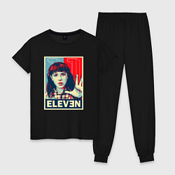 Пижама хлопковая женская Stranger Things Eleven, цвет: черный