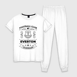 Пижама хлопковая женская Everton: Football Club Number 1 Legendary, цвет: белый