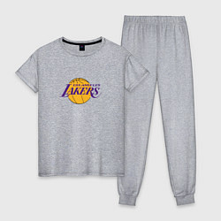 Пижама хлопковая женская Лос-Анджелес Лейкерс NBA, цвет: меланж