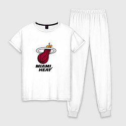 Пижама хлопковая женская Майами Хит NBA, цвет: белый