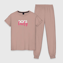 Пижама хлопковая женская Boss Lady, цвет: пыльно-розовый