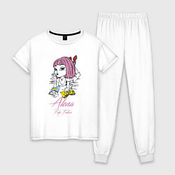 Пижама хлопковая женская Alena Pulp Fiction, цвет: белый