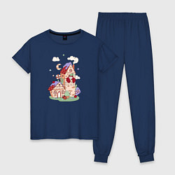 Пижама хлопковая женская Замок с принцессой, цвет: тёмно-синий
