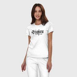 Пижама хлопковая женская Stigmata логотип, цвет: белый — фото 2