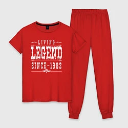 Пижама хлопковая женская Живая легенда с 1982 года, цвет: красный