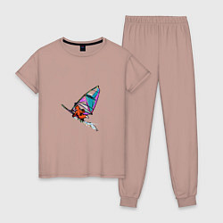 Пижама хлопковая женская Windfoxer, цвет: пыльно-розовый